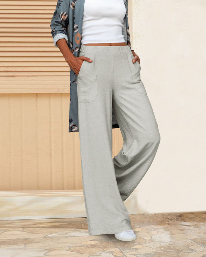 W&W Mode | Schmale Hose mit hoher Taille in einfarbigem Farbton