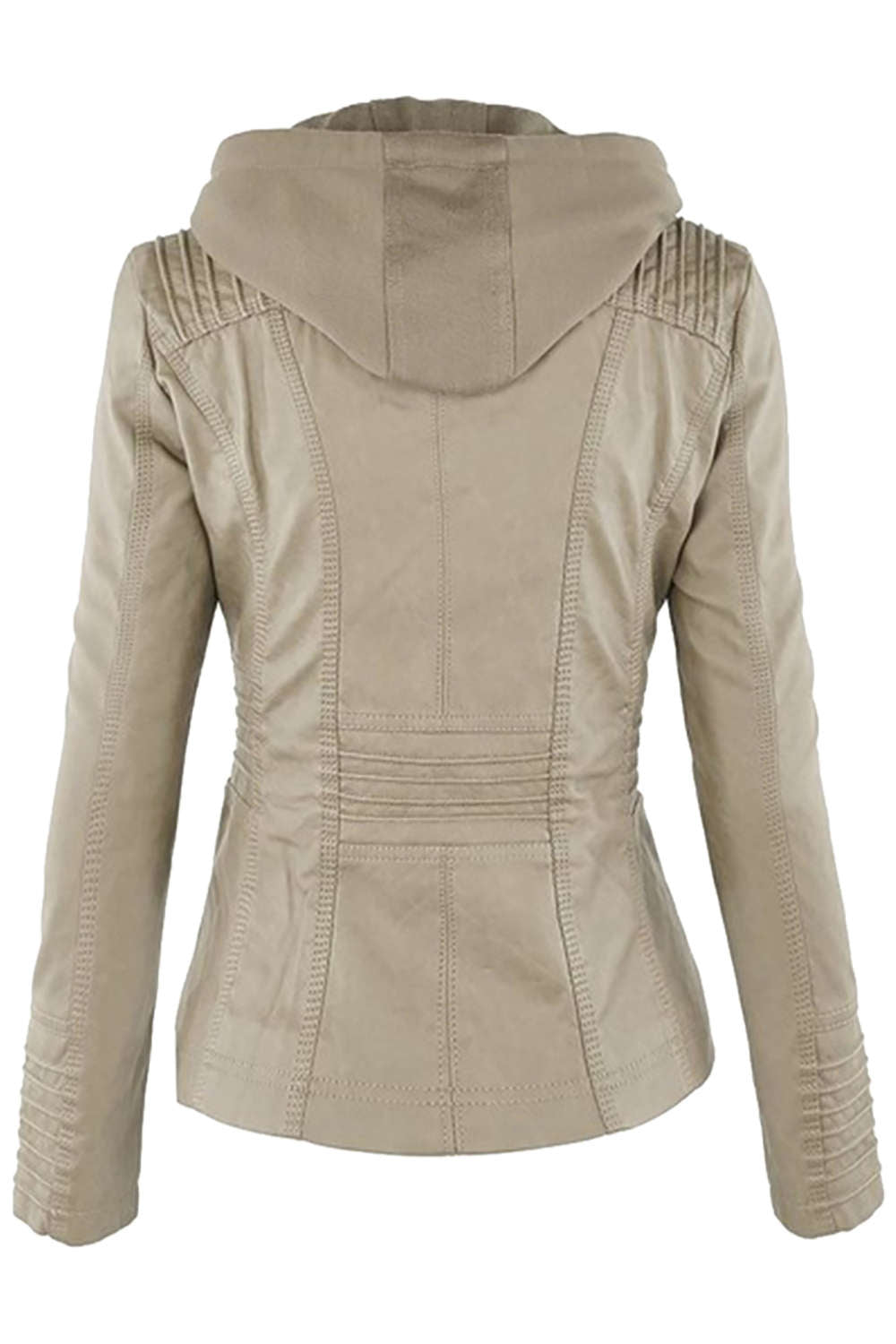 W&W Mode | Damen Kunstleder Kapuzenjacke Mit Reißverschluss