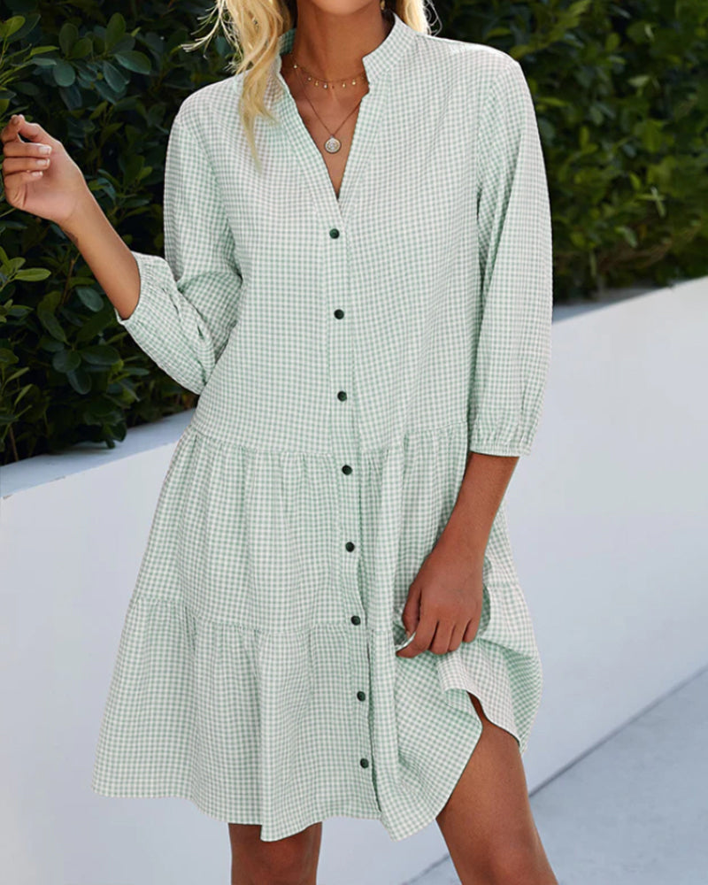W&W Mode | Kariertes Kleid Mit Stehkragen