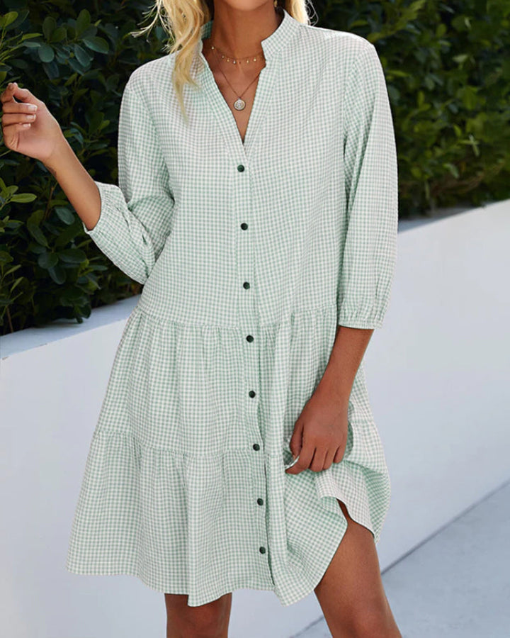 W&W Mode | Kariertes Kleid Mit Stehkragen