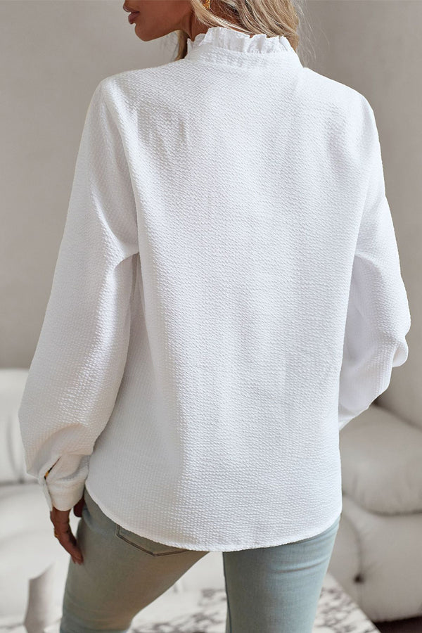 W&W Mode Selvedge Einfarbige Langarm-Freizeitoberteile