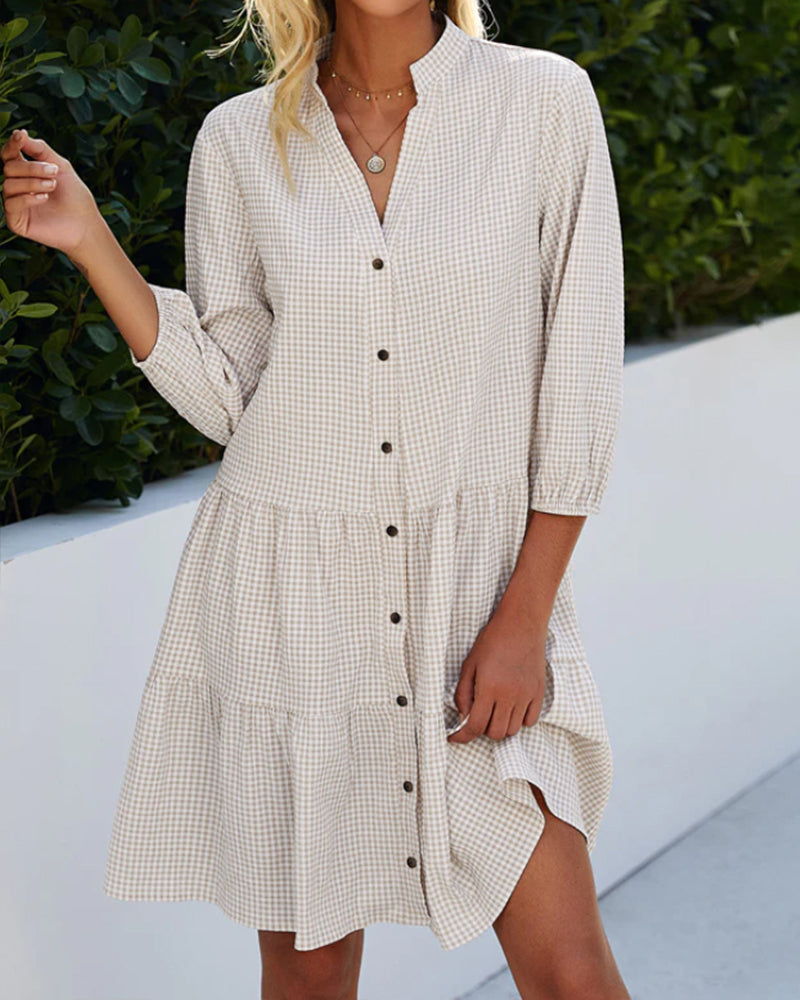 W&W Mode | Kariertes Kleid Mit Stehkragen