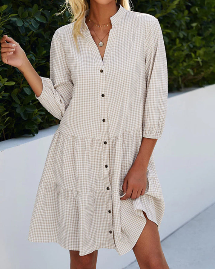 W&W Mode | Kariertes Kleid Mit Stehkragen