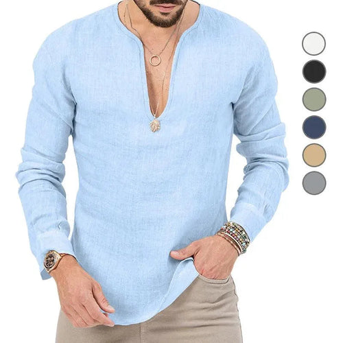 W&W Mode | Herren Leinen Langarmhemd