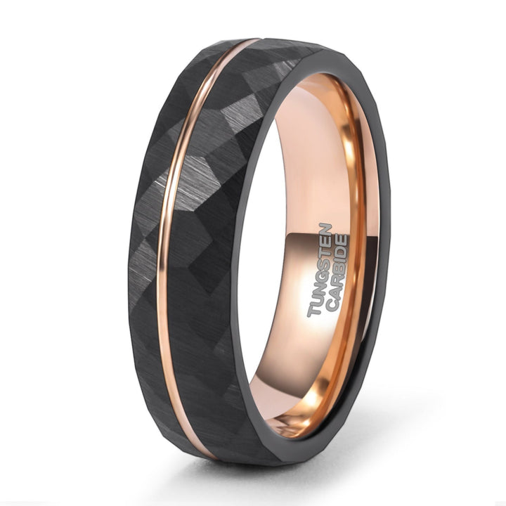 Ring aus schwarzem Wolframkarbid mit 8 mm Breite und Turmalinstein