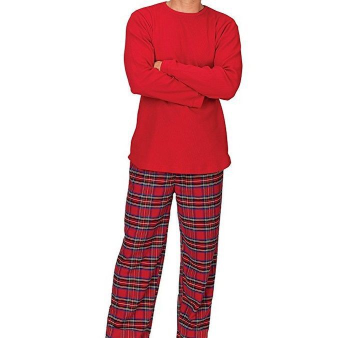 W&W Mode | Stilvolle Winter Familie Karo Rot Weihnachts-Pyjama Set für Unisex