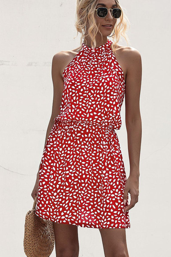 W&W Mode Neckholderkleid mit Polka Dot-Print