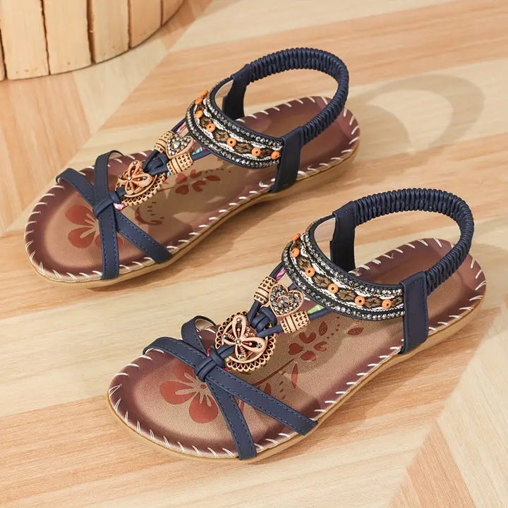 W&W Mode | Elegante orthopädische Sandalen Schmetterling Strass