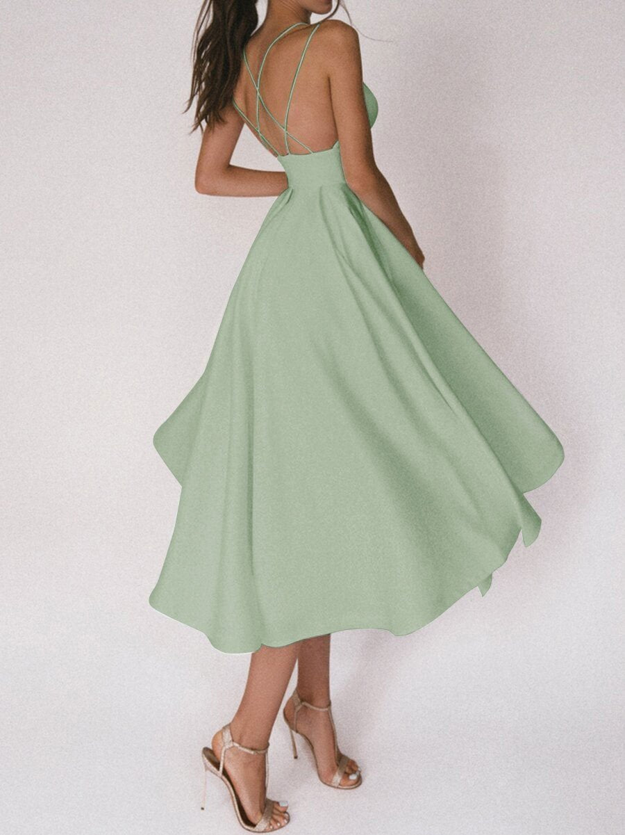 W&W Mode | Elegantes Midi Kleid Mit Trägern Für Damen