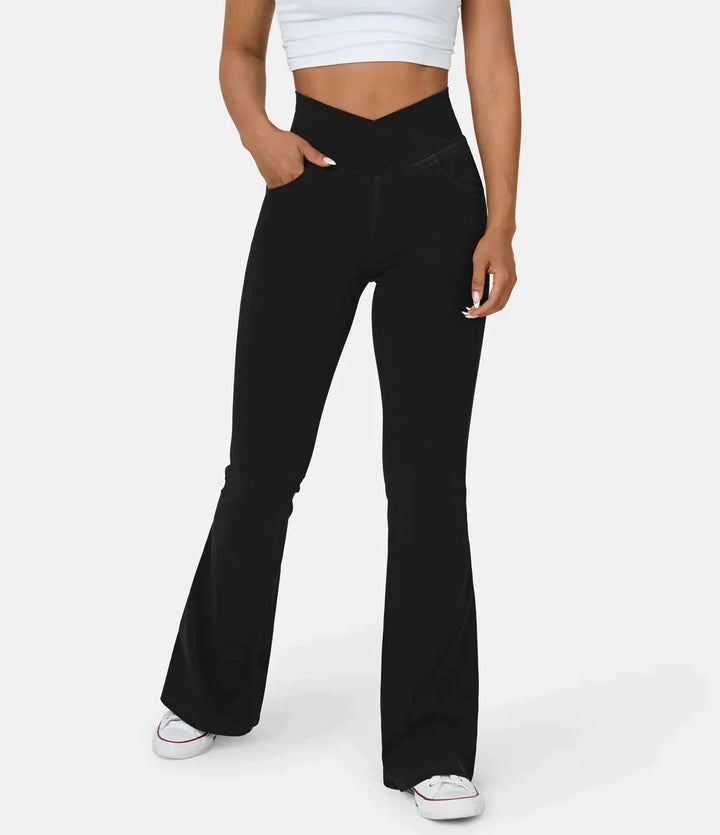 atmungsaktive Crossover-High-Waist-Jeans
