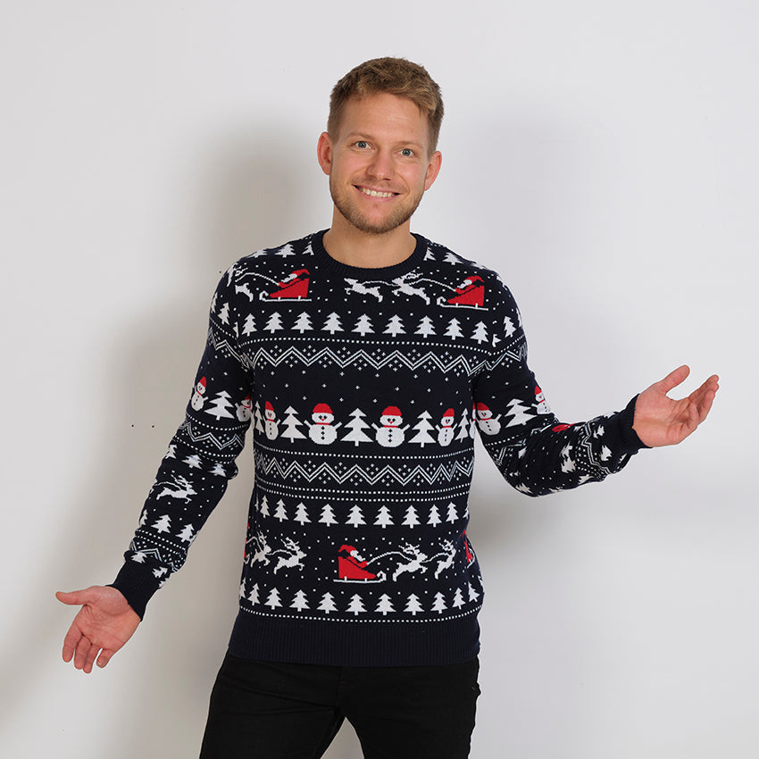W&W Mode | Der stilvolle Weihnachtspullover Navy - Herren