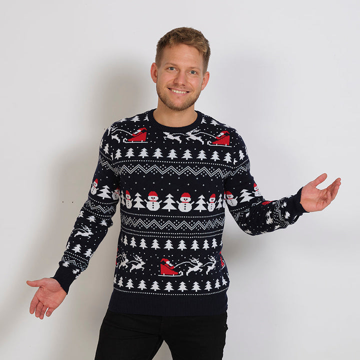 W&W Mode | Der stilvolle Weihnachtspullover Navy - Herren