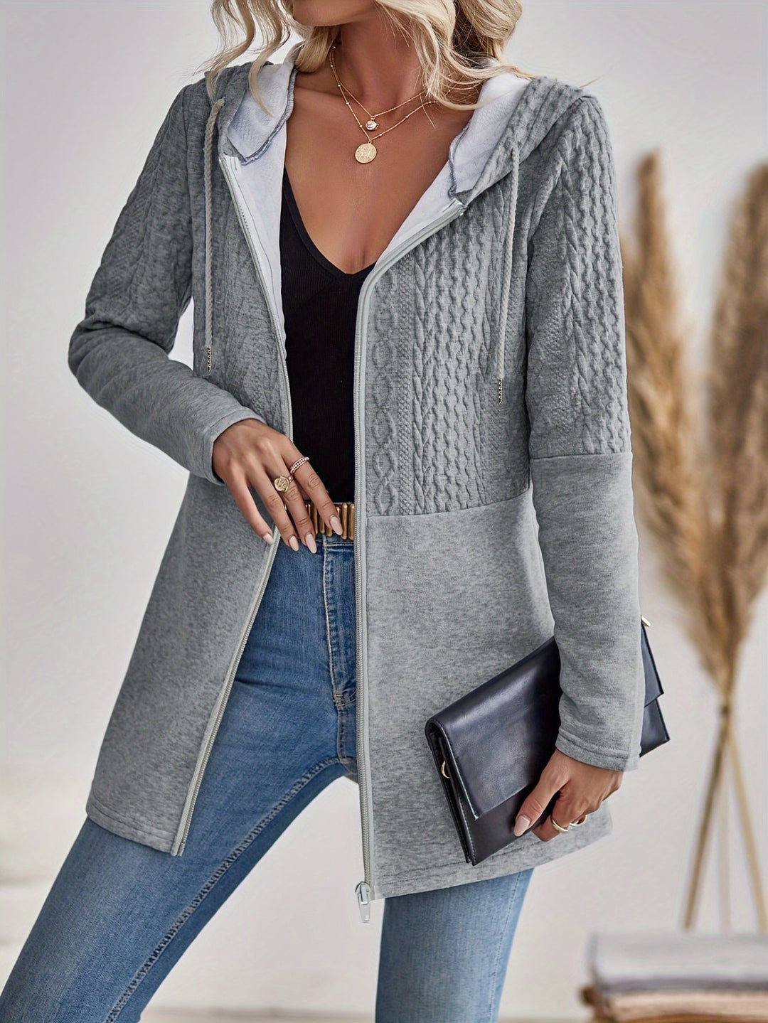 W&W Mode | Damen Kapuzen Sweatshirt mit Reißverschluss