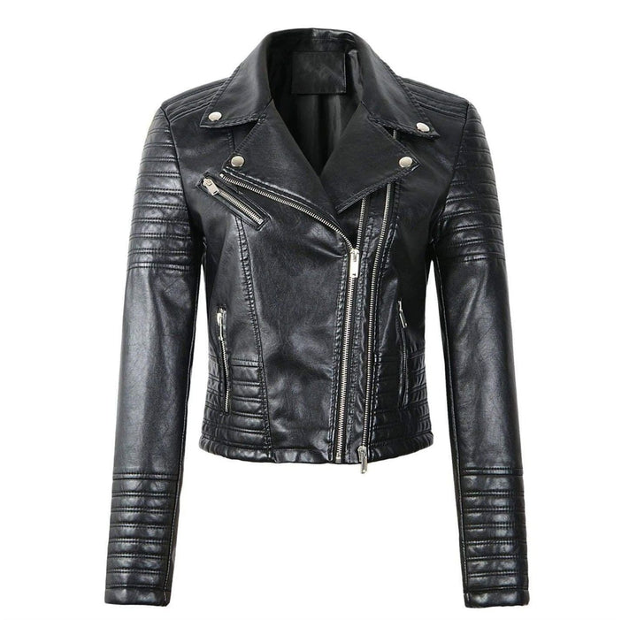 W&W Mode - Revers Reißverschluss Slim Fit Lederjacke