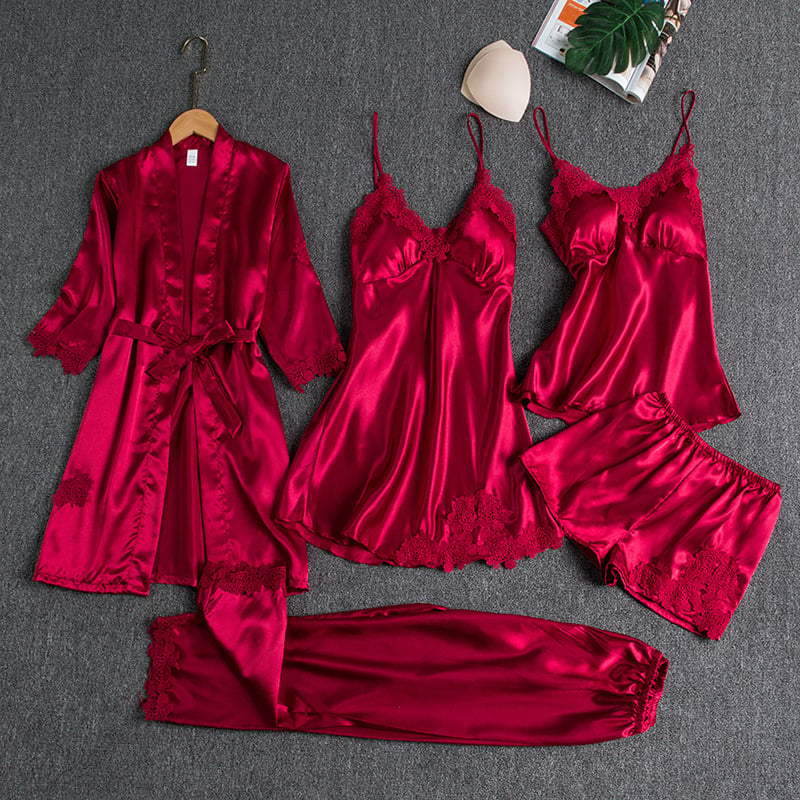 W&W Mode | Luxuriöses Satin Nachtkleid Set