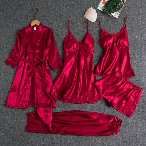W&W Mode | Luxuriöses Satin Nachtkleid Set