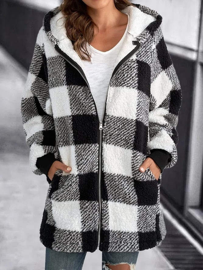 W&W Mode | Karo-Hoodie-Jacke Für Frauen