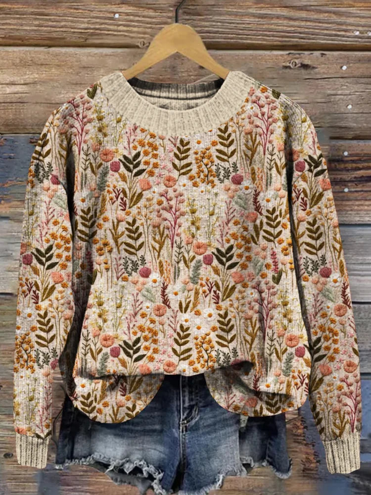 W&W Mode | Bequemer Blumenpullover