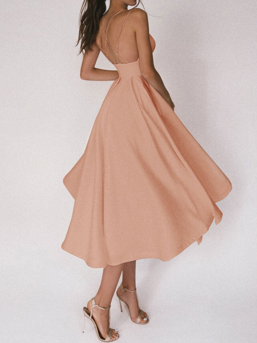W&W Mode | Elegantes Midi Kleid Mit Trägern Für Damen