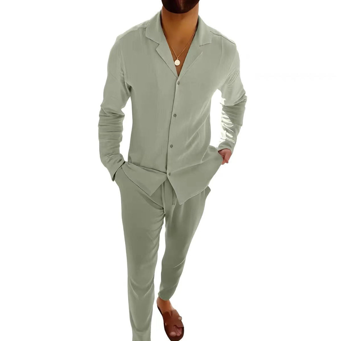 W&W Mode | Lässiger Herrenanzug Mit Langarmhemd Und Slim Fit Hose