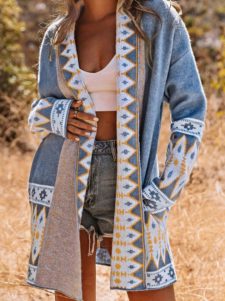 W&W Mode - Aztekenmuster-Strickjacke