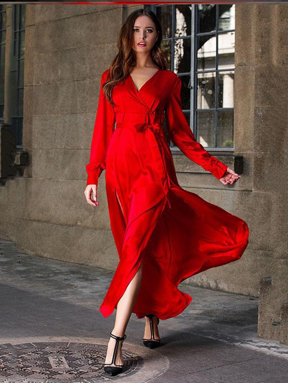 Rot Elegantes langes Kleid