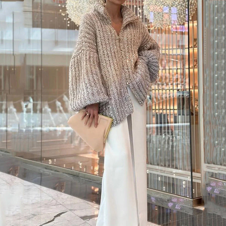 W&W Mode | Strickjacke mit Glitzerpailletten