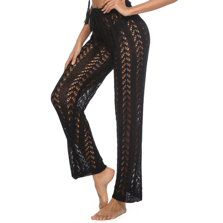 Damen elegante Häkelstrandhose mit luftiger Passform und elastischem Bund W&W Mode