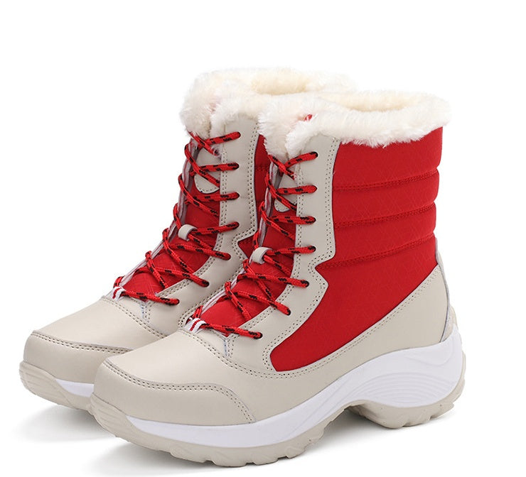W&W Mode | wasserdichte Winterstiefel mit Plüschfutter, Schnürverschluss und stabiler Sohle