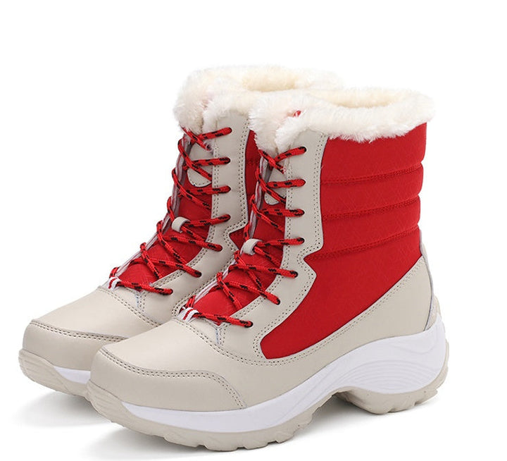W&W Mode | wasserdichte Winterstiefel mit Plüschfutter, Schnürverschluss und stabiler Sohle
