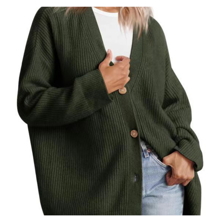 W&W Mode | Schicke Übergroße Strickjacke Mit Knöpfen Für Damen