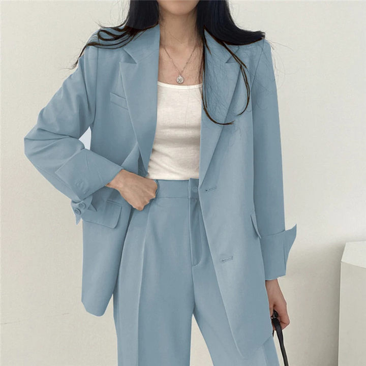 W&W Mode | Langer Damenblazer mit Breitem Revers und Relaxter Passform