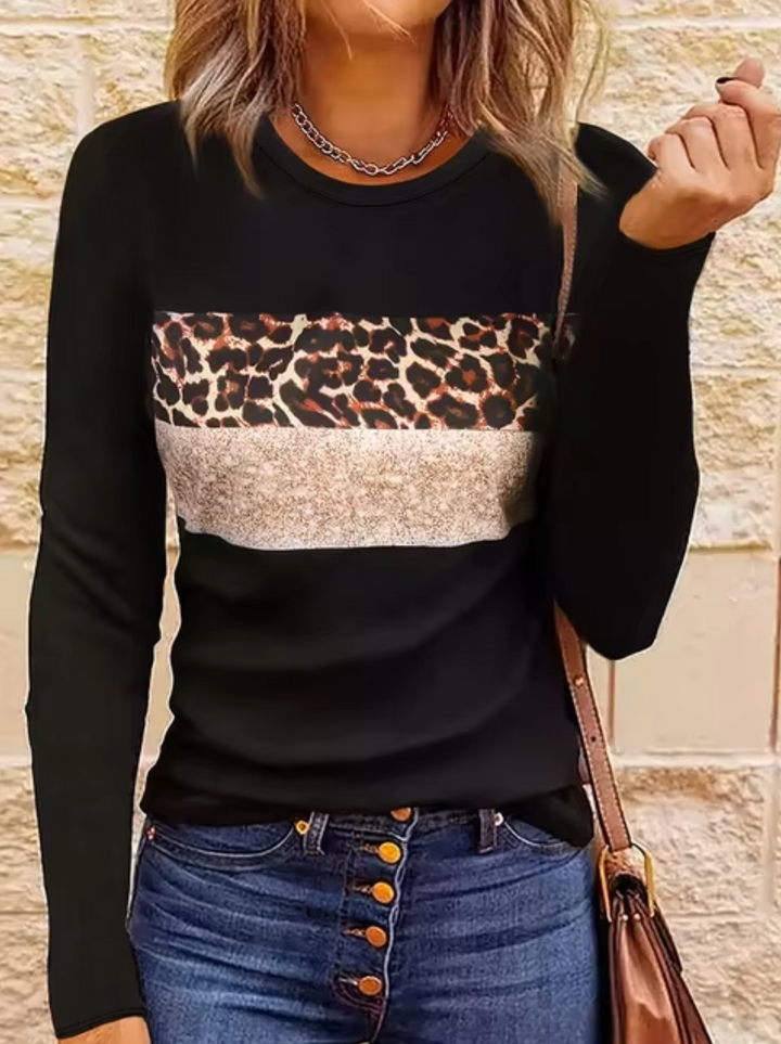 W&W Mode | Langarm-T-Shirt mit Leopardenmuster