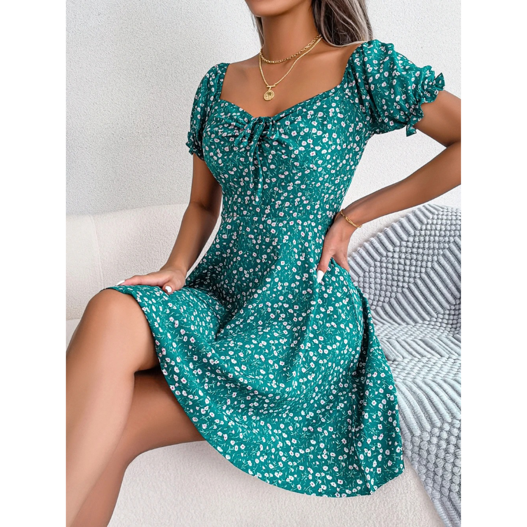 W&W Mode | Sommerkleid mit blumenverzierten Puffärmeln für Damen