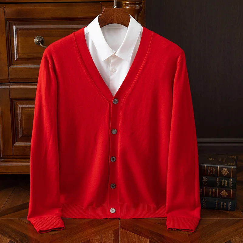 W&W Mode | Herren Strickjacke Mit Knöpfen, Leichter Stoff, Klassischer V-ausschnitt
