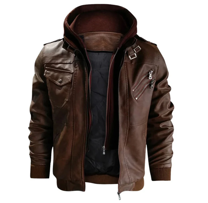 W&W Mode | Lederjacke Mit Kapuze Für Herren
