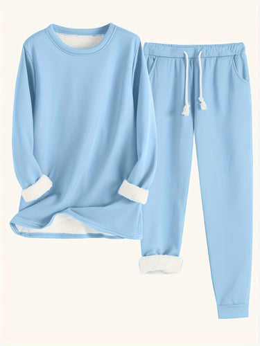 W&W Mode | Stilvolle Winter Casual Thermische Sweatshirt- und Jogginghose-Set für Frauen