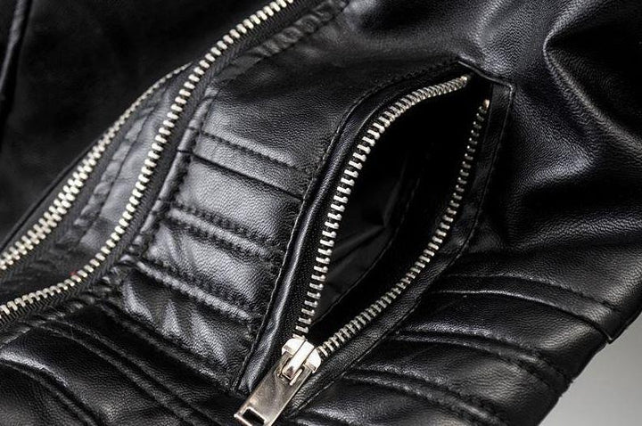 W&W Mode - Revers Reißverschluss Slim Fit Lederjacke