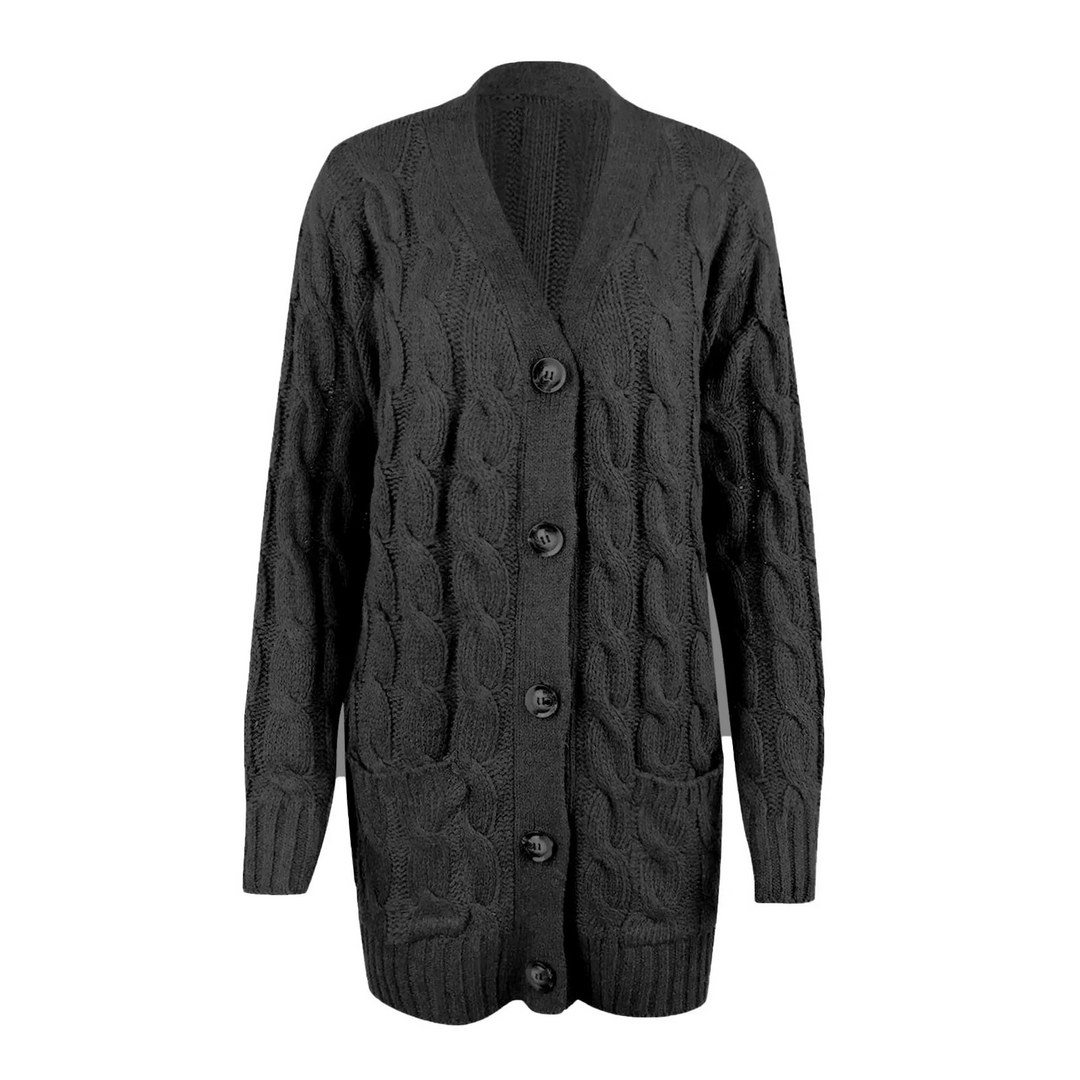W&W Mode | Stylische Lange Strickjacke Für Damen Mit Knopfleiste