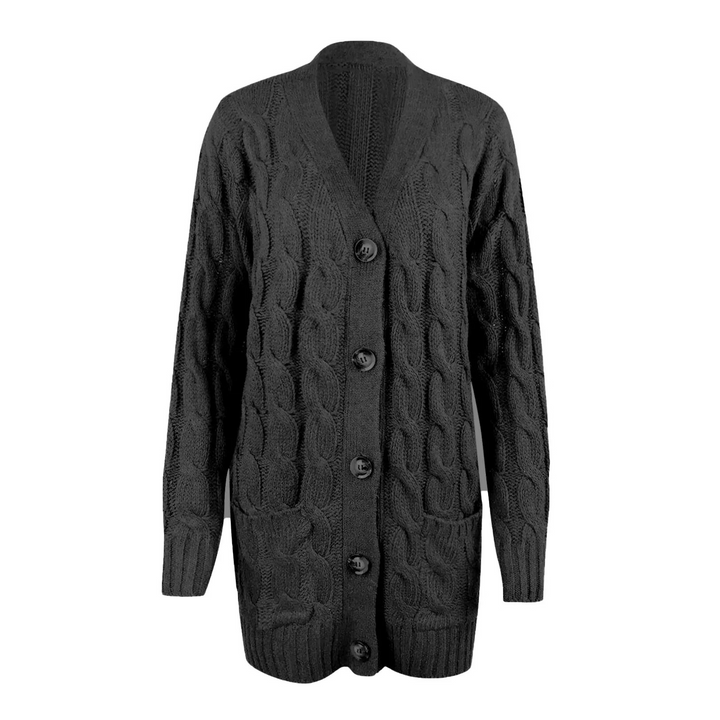 W&W Mode | Stylische Lange Strickjacke Für Damen Mit Knopfleiste