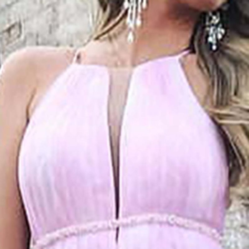Damen Maxikleid mit tiefem V-Ausschnitt und schwingendem Tüllrock W&W Mode