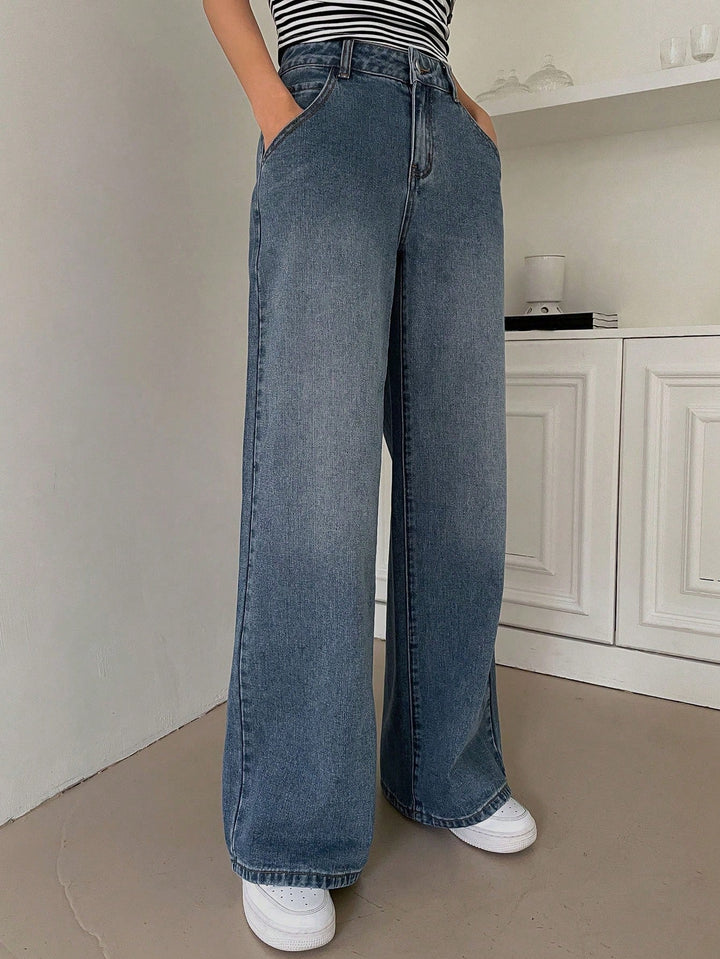W&W Mode | Figurfreundliche High-Waist Weite Jeans