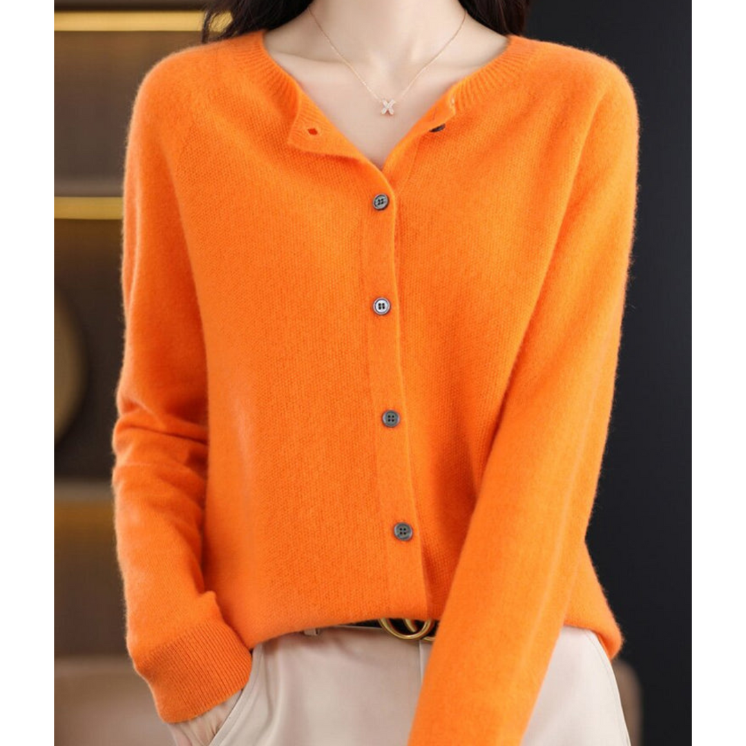W&W Mode | Damen-Strickjacke Mit O-Ausschnitt Aus 100 % Reiner Merinowolle, Kaschmirpullover
