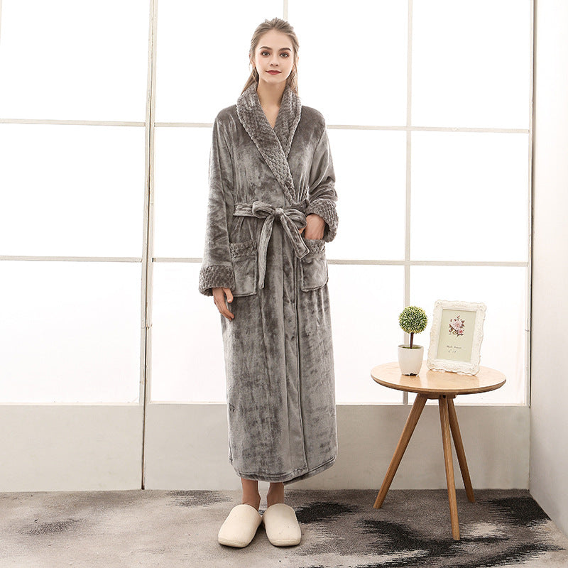 W&W Mode | Eleganter Coral Fleece Flanell-Bademantel für Paare