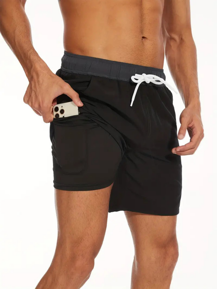 W&W Mode | Schnell Trocknende Herren Badehose Doppelschicht Design