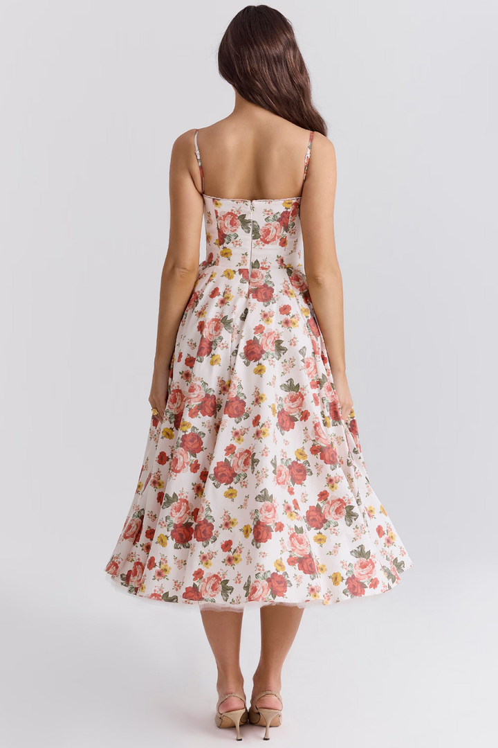 W&W Mode | A-linie Midi Kleid Spaghetti Träger Spitzen Detail Elegante Formelle Kleidung