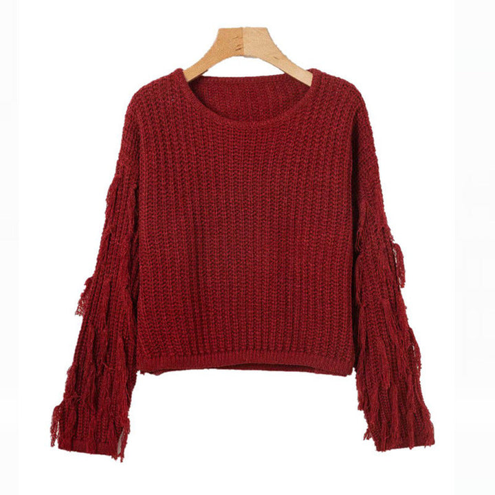 Damen Grobstrickpullover mit modischem Fransendesign und lässiger Passform W&W Mode