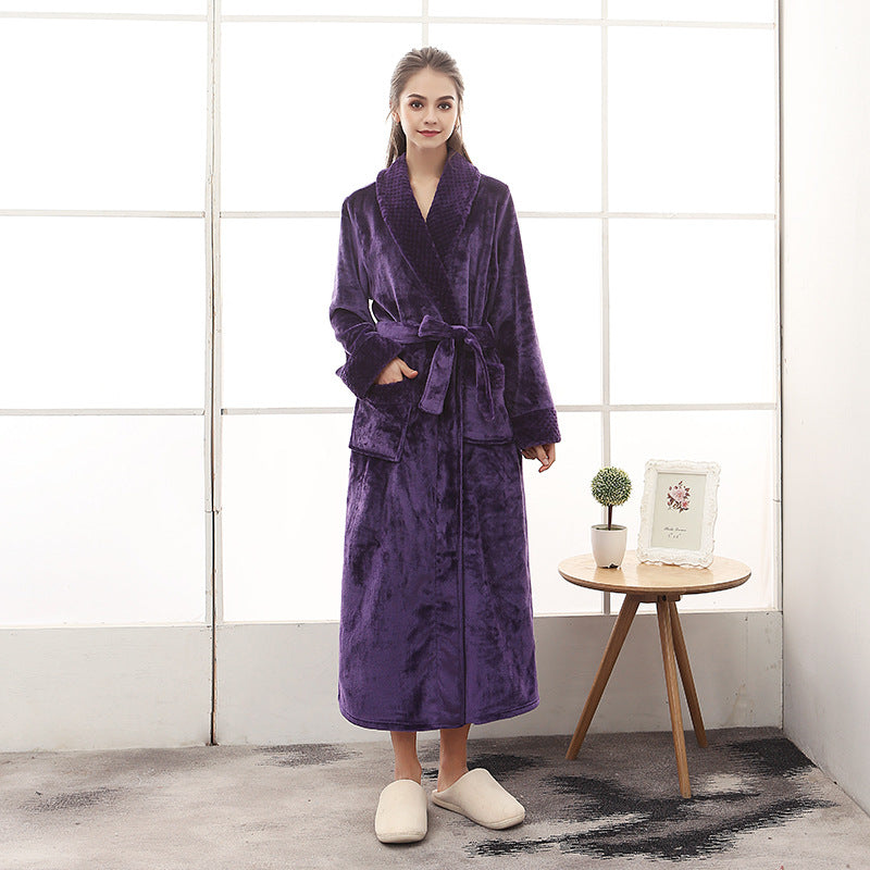 W&W Mode | Eleganter Coral Fleece Flanell-Bademantel für Paare