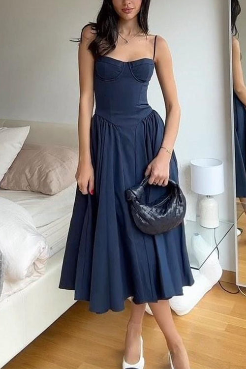 W&W Mode | Rosiedress Spaghetti-Träger Pocketed Korsett Swing Midi Kleid