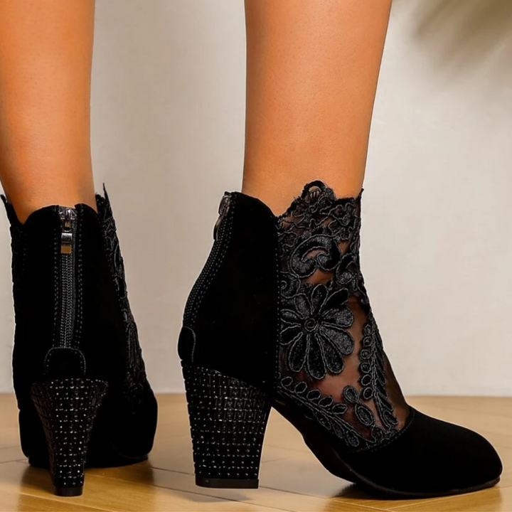 W&W Mode | Bestickte High-Heel-Stiefel - Trendy Footwear